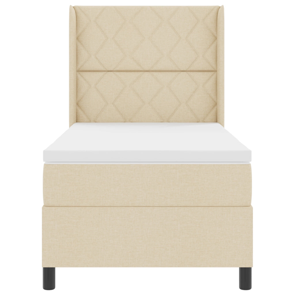 Letto a Molle con Materasso e LED Crema 100x200 cm Tessuto