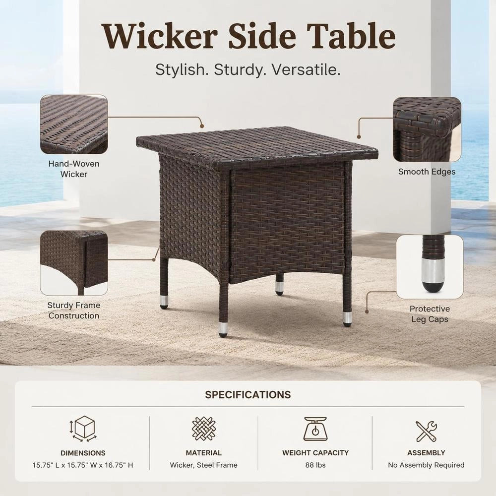Side Table, Brown, 50x50x47 Cm, Poly Rattan