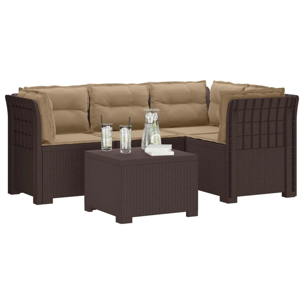 Divano da giardino 4 posti con cuscini aspetto rattan PP 3444020