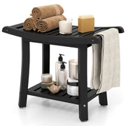 Panca da doccia impermeabile con sedile curvo ripiano per riporre gli oggetti, Sgabello da bagno versatile Nero-Sedie per doccia