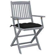 Sedie da Giardino Pieghevoli 2pz con Cuscini in Massello Acacia 3064504