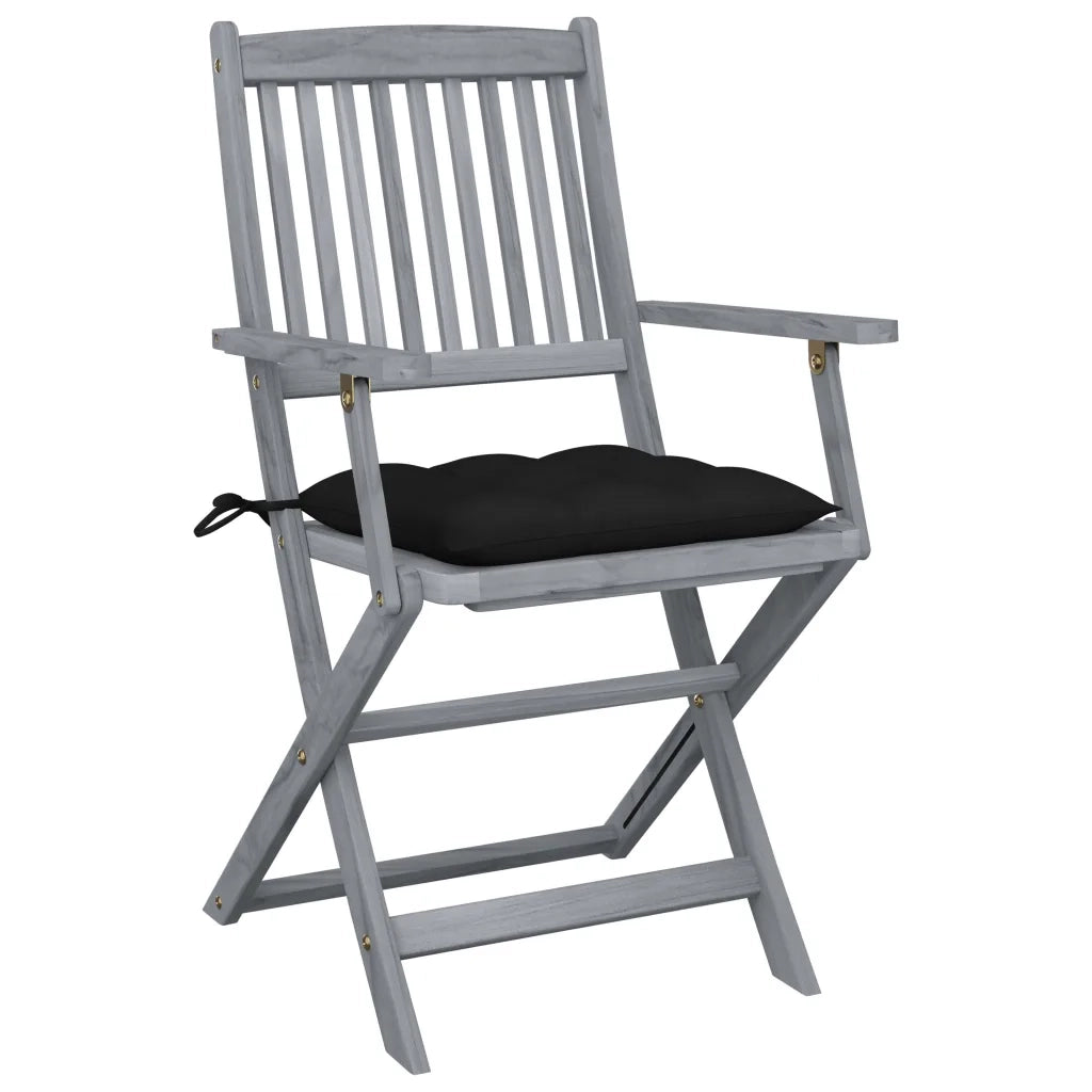 Sedie da Giardino Pieghevoli 2pz con Cuscini in Massello Acacia 3064504
