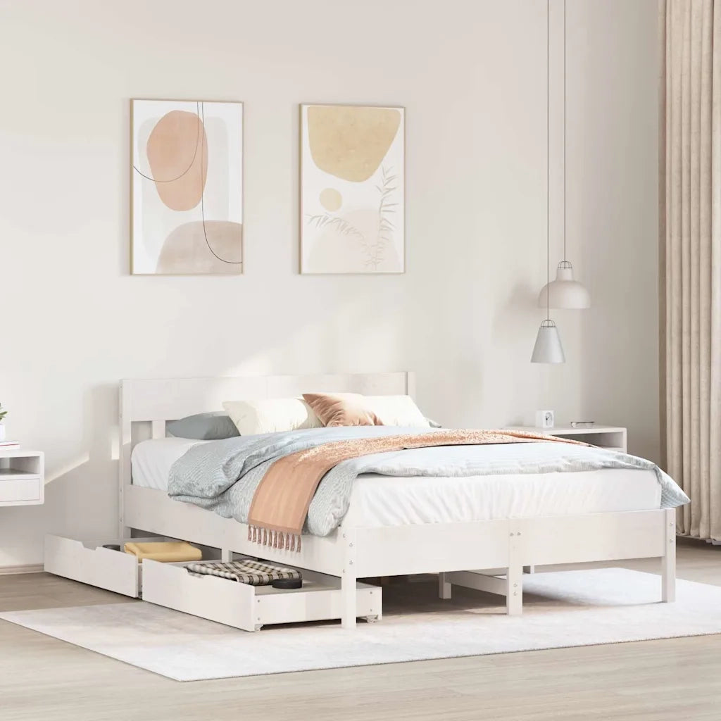 Letto senza Materasso-Struttura Letto Bianco 120x200 cm Legno Massello di Pino 508445