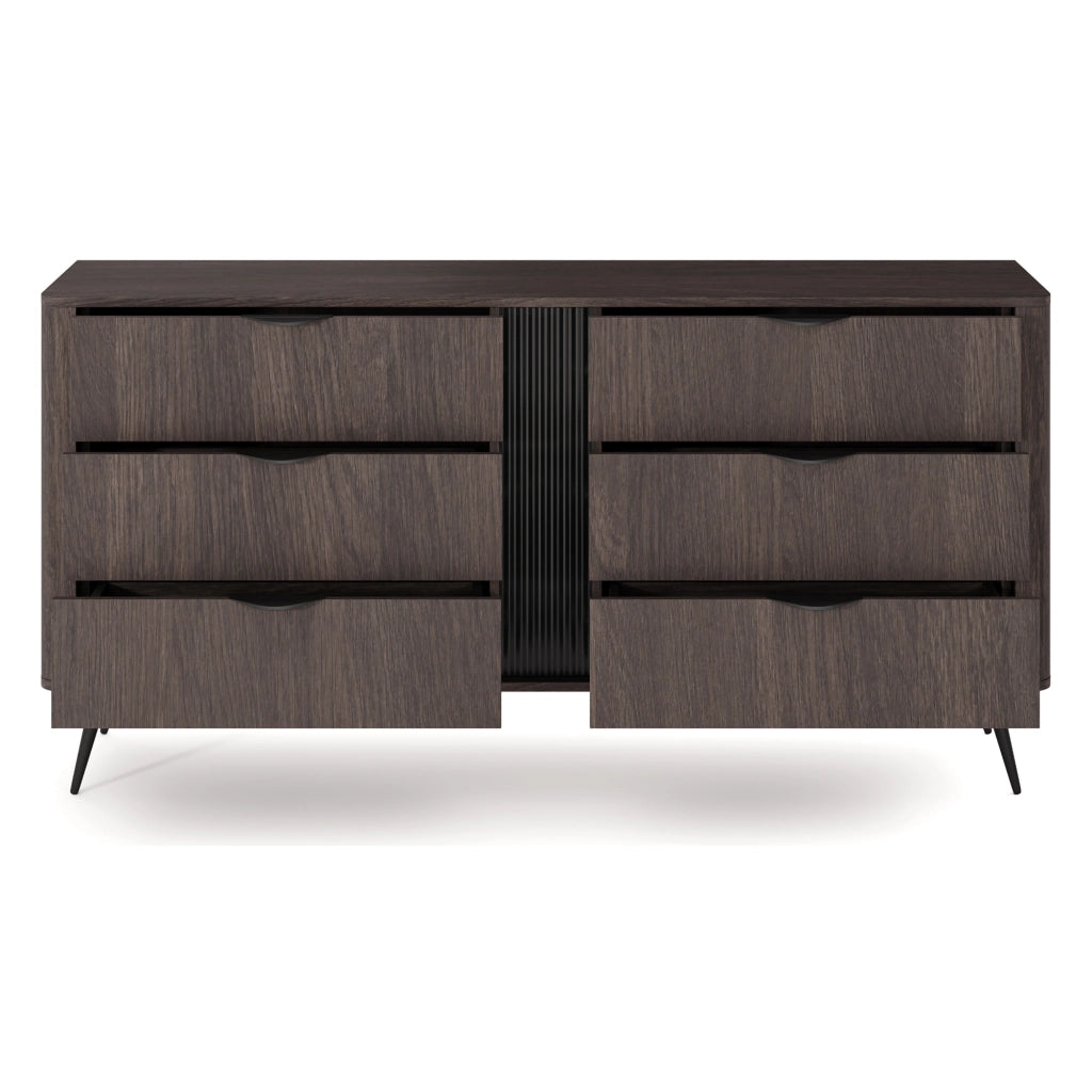 Madia Kaba, Credenza 6 Cassetti, 163x38x81h cm Marrone Noce
