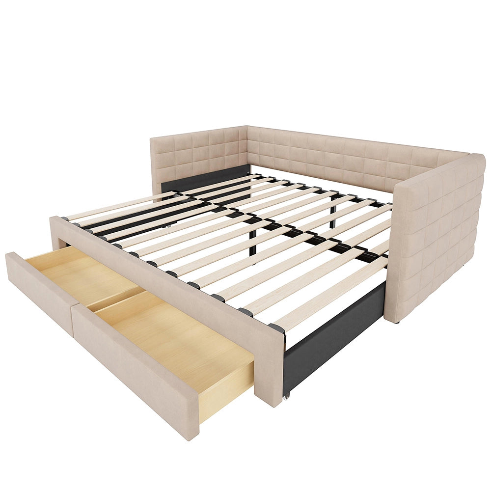 Divano letto 3in1 90x190cm?- Xylo - gigogne cotone/lino beige