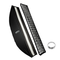 Studio Striplight Softbox 40x180cm + adattatore softbox per Elinchrom (diametro esterno: 15,2 cm), facile da montare grazie alla funzione ombrello, include griglia, maschera, adattatore