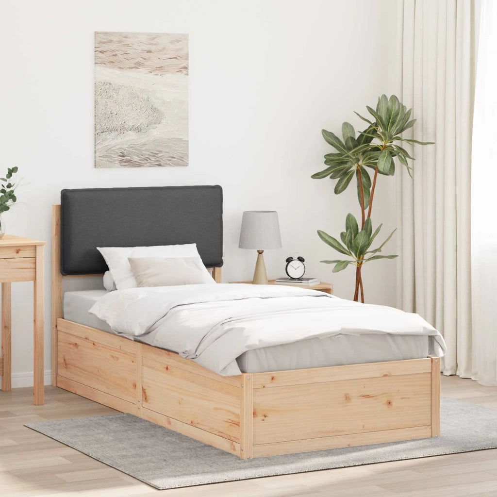 Letto con Testiera Rivestita Grigio scuro 75 x 190 cm
