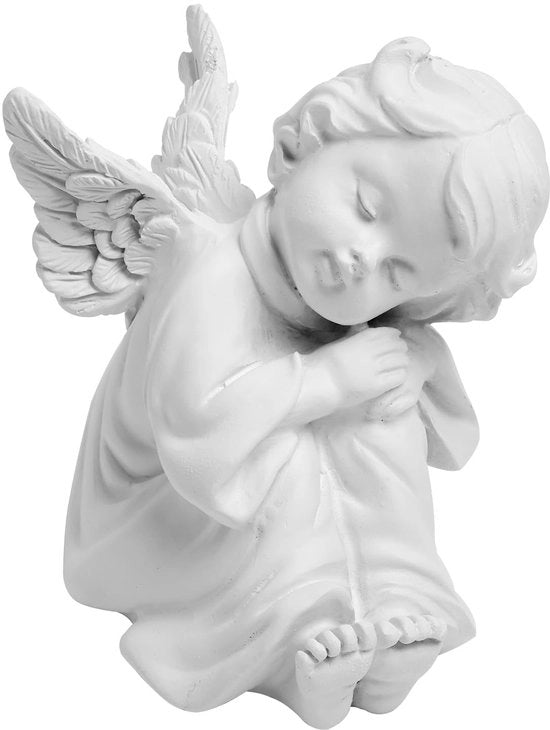 Angelo decorativo, piccolo angelo addormentato, statuetta di cherubino, realizzata in resina sintetica, resistente all'umidità, ideale per giardino, casa e come ricordo, 5,5 cm x 6 cm