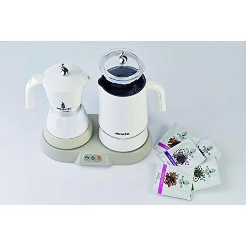 Ariete 1344 Breakfast Station - Moka elettrica - Bollitore - Montalatte a caldo e freddo - 5 funzioni - mantenimento caffè caldo - 500 Watt - Bianco