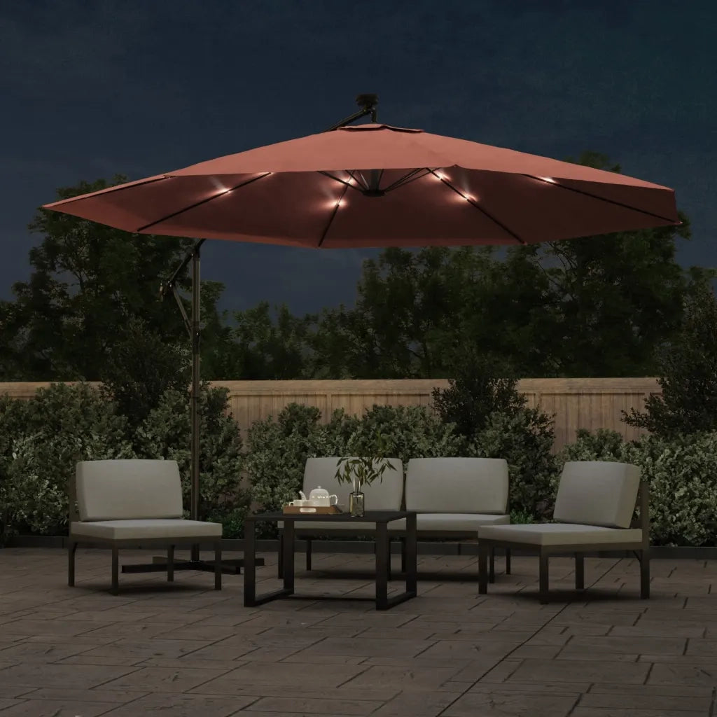 Ombrellone a Sbalzo con LED Terracotta 350 cm 313783