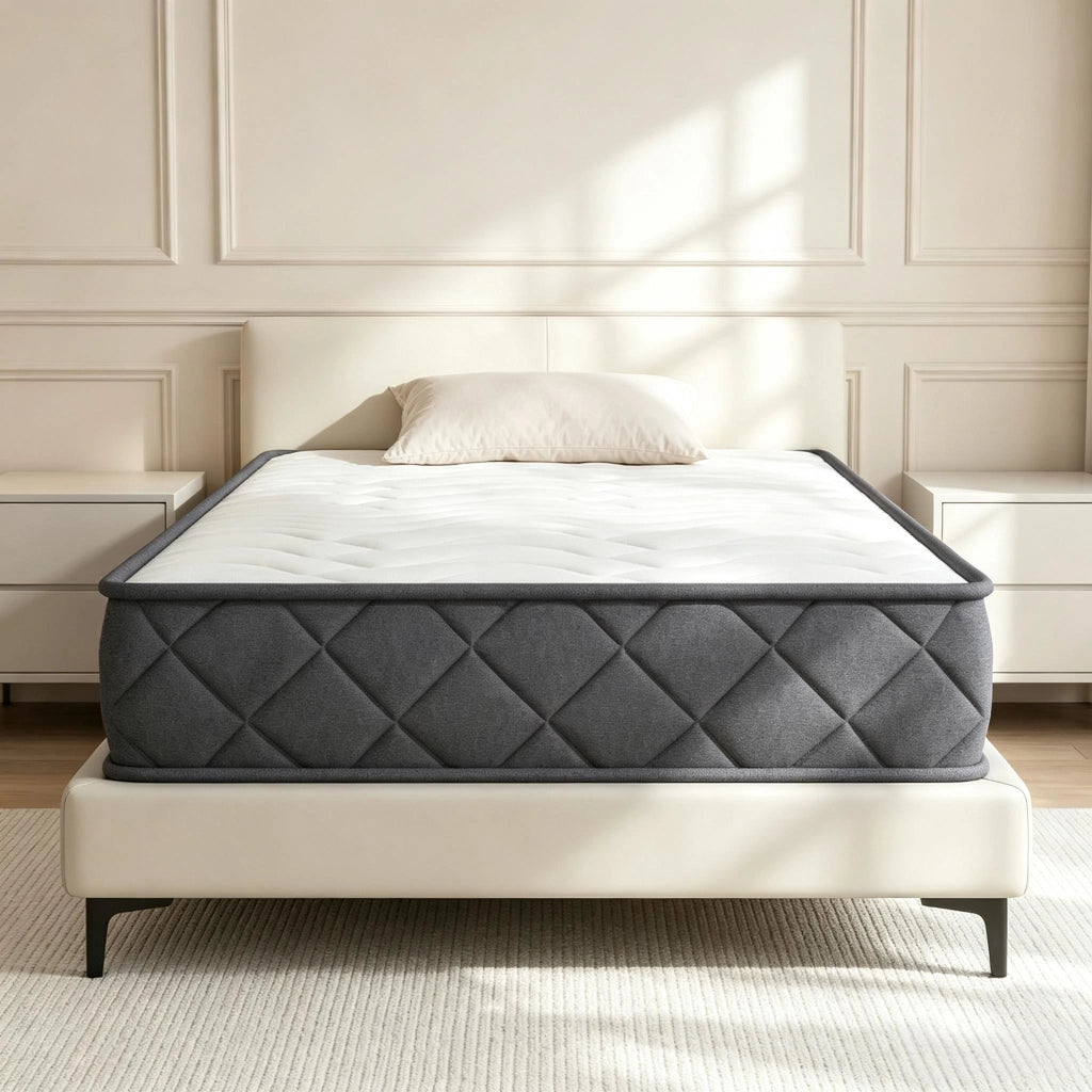 MATERASSO 190x90 cm Memory Foam Bianco e Grigio in Poliestere
