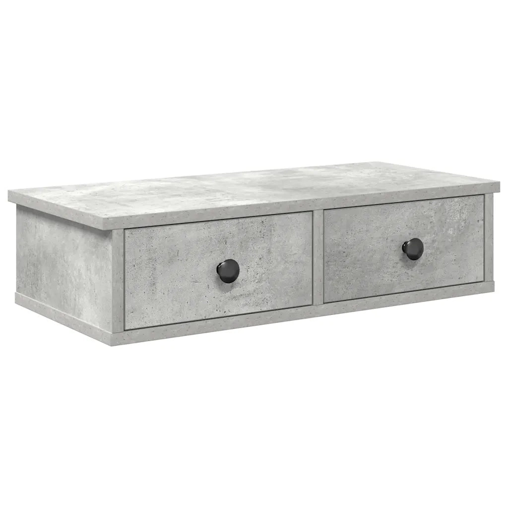 Scaffale a Parete con Cassetti Grigio 60x28x15 cm in Truciolato 859944