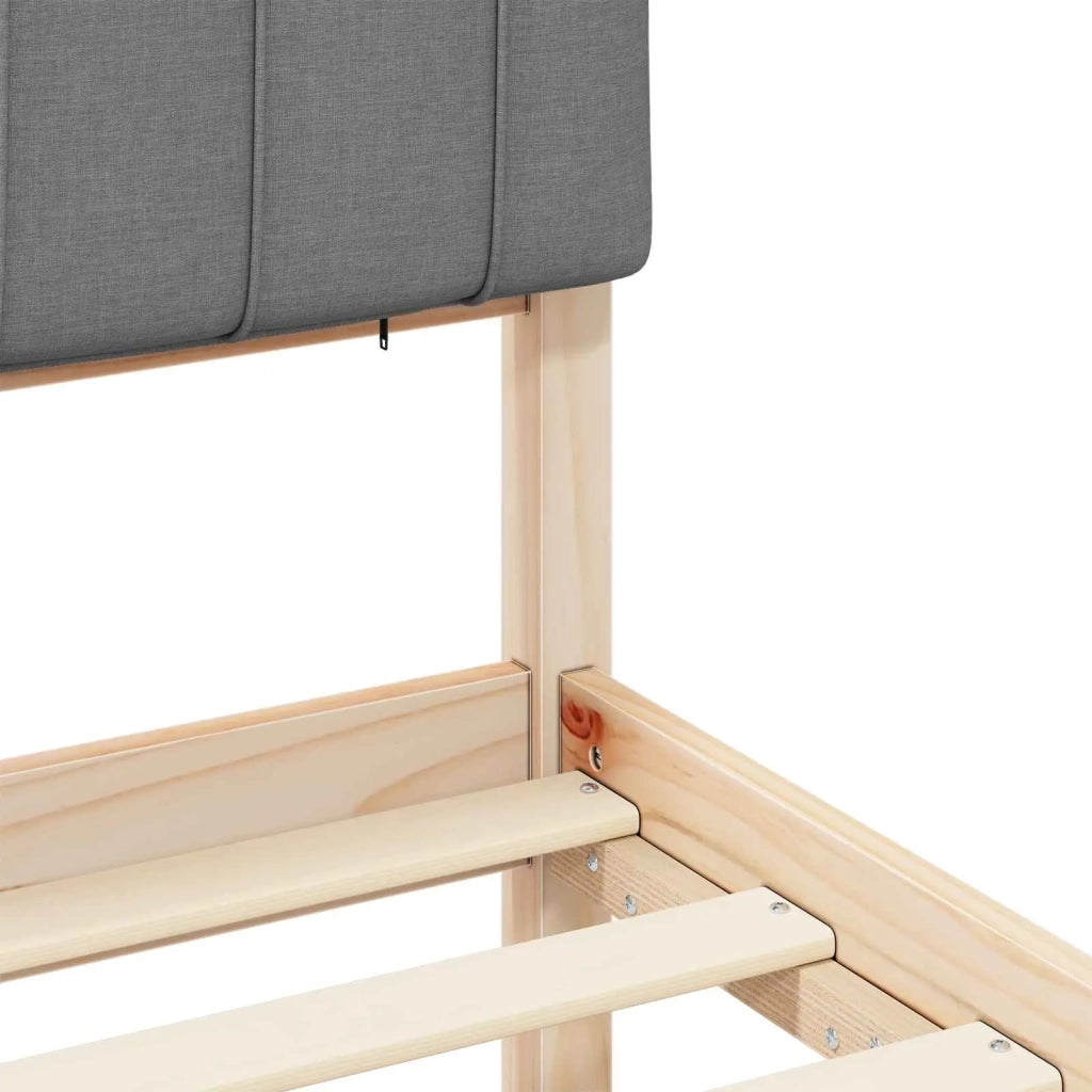 Letto con Testiera Rivestita Grigio chiaro 75 x 190 cm