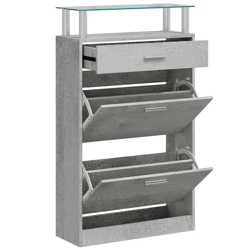 Scarpiera Grigio Cemento 63x24x104 cm in Legno Multistrato
