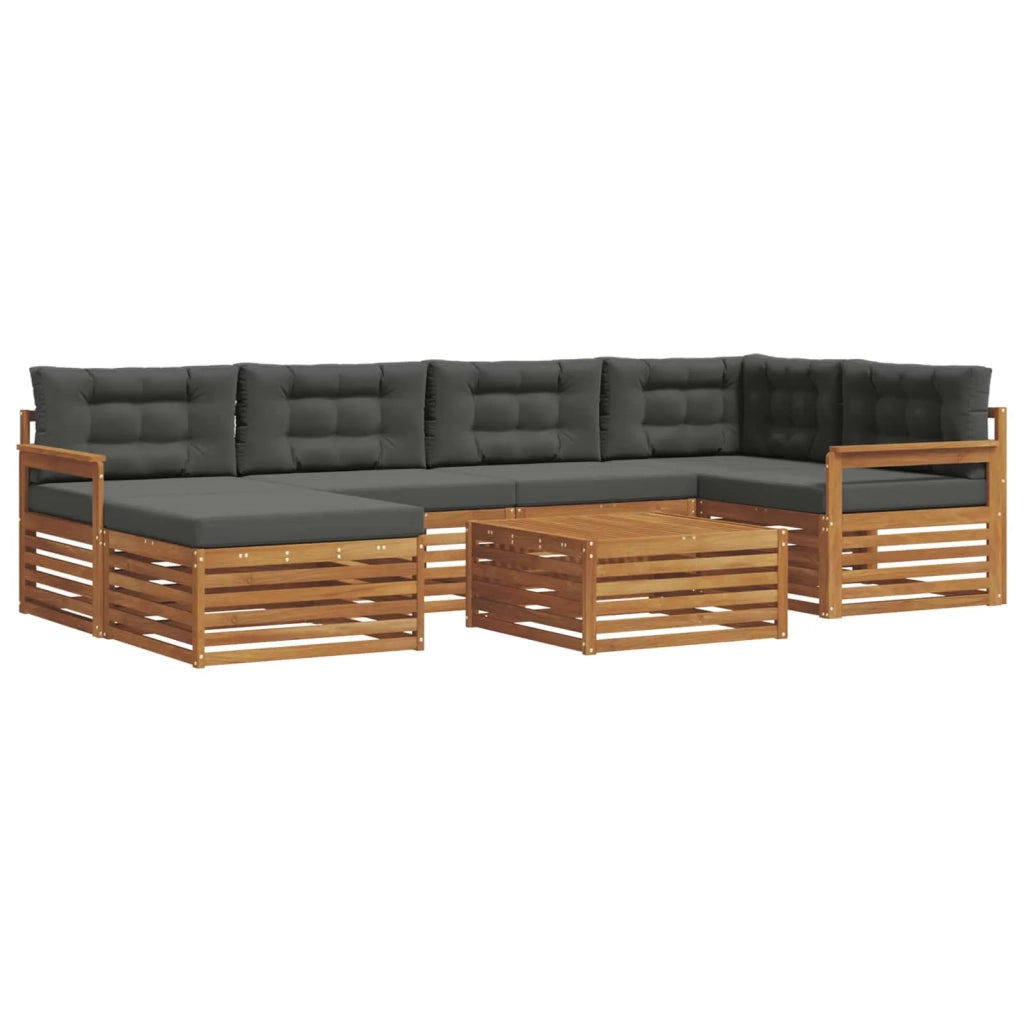 Set di divani da esterno con cuscino 7 pcs Naturale e Antracite