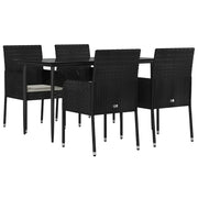 Set da pranzo da giardino in vimini di resina nera da 5 pezzi e cuscini 02_0014878