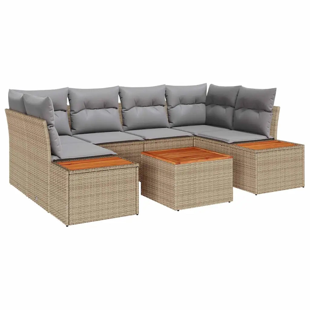 Set Divano da Giardino con cuscino 6 pcs Beige Poly Rattan 3348036