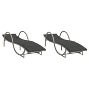 Lettini Prendisole 2 pz | Sdraio da giardino | Lettino da sole con Cuscini Grigio Chiaro in Polyrattan