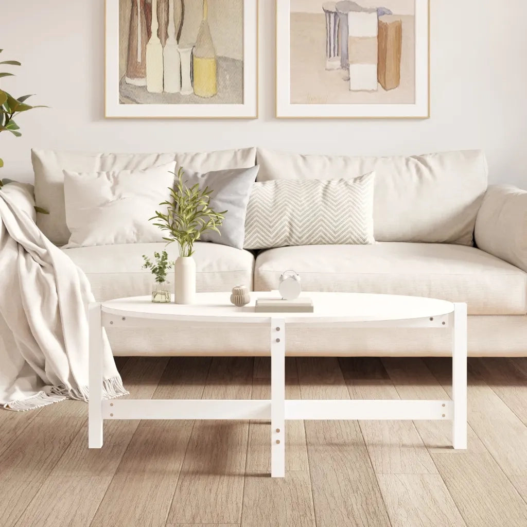 Tavolino da salotto | Tavolino da caff¨¨ | Tavolino da Soggiorno Bianco 118x63x45 cm Legno Massello di Pino