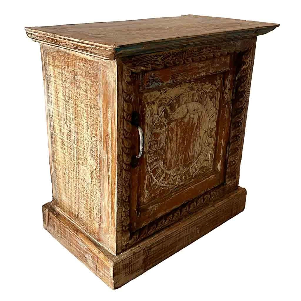 Tavolo in legno finitura artigianale marrone 52x30x57h cm