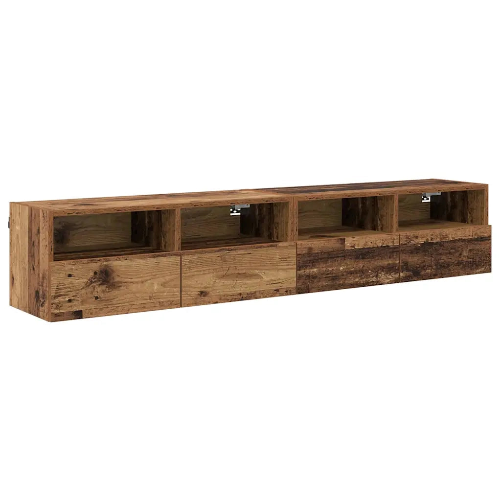 Mobiletti TV da Parete 2 pz-Set di 2 Credenza per TV sospesa Legno vecchio 80 x 30 x 30 cm