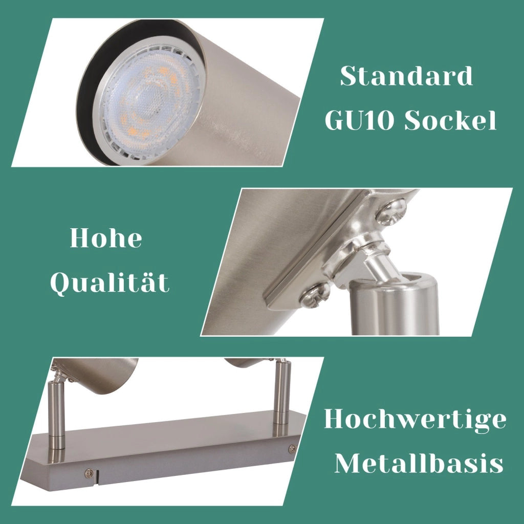 ZMH Faretto da soffitto nichelati 2 luci GU10 orientabili 330° design moderno per corridoio