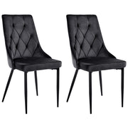 Set di 2 sedie da pranzo con seduta in velluto imbottito Stile moderno Senza braccioli Gambe in ferro nero