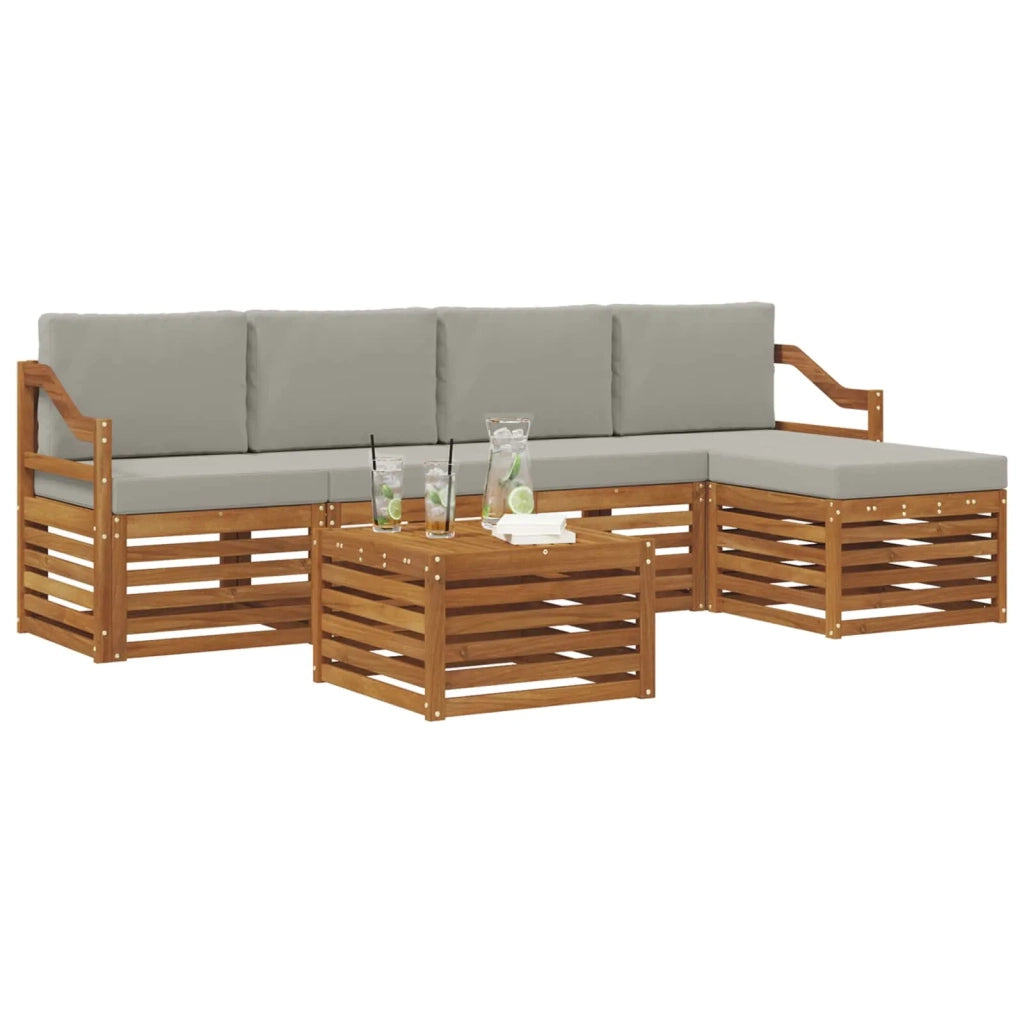 Set di divani da esterno 6 pcs Grigio Naturale e Chiaro 3374706