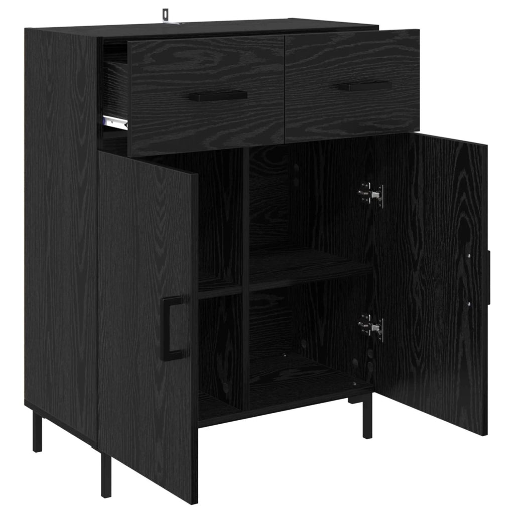 Credenza | Madia | Buffet da pranzo | Armadio da pranzo Rovere Nero 69,5 x 34 x 90 cm Legno multistrato