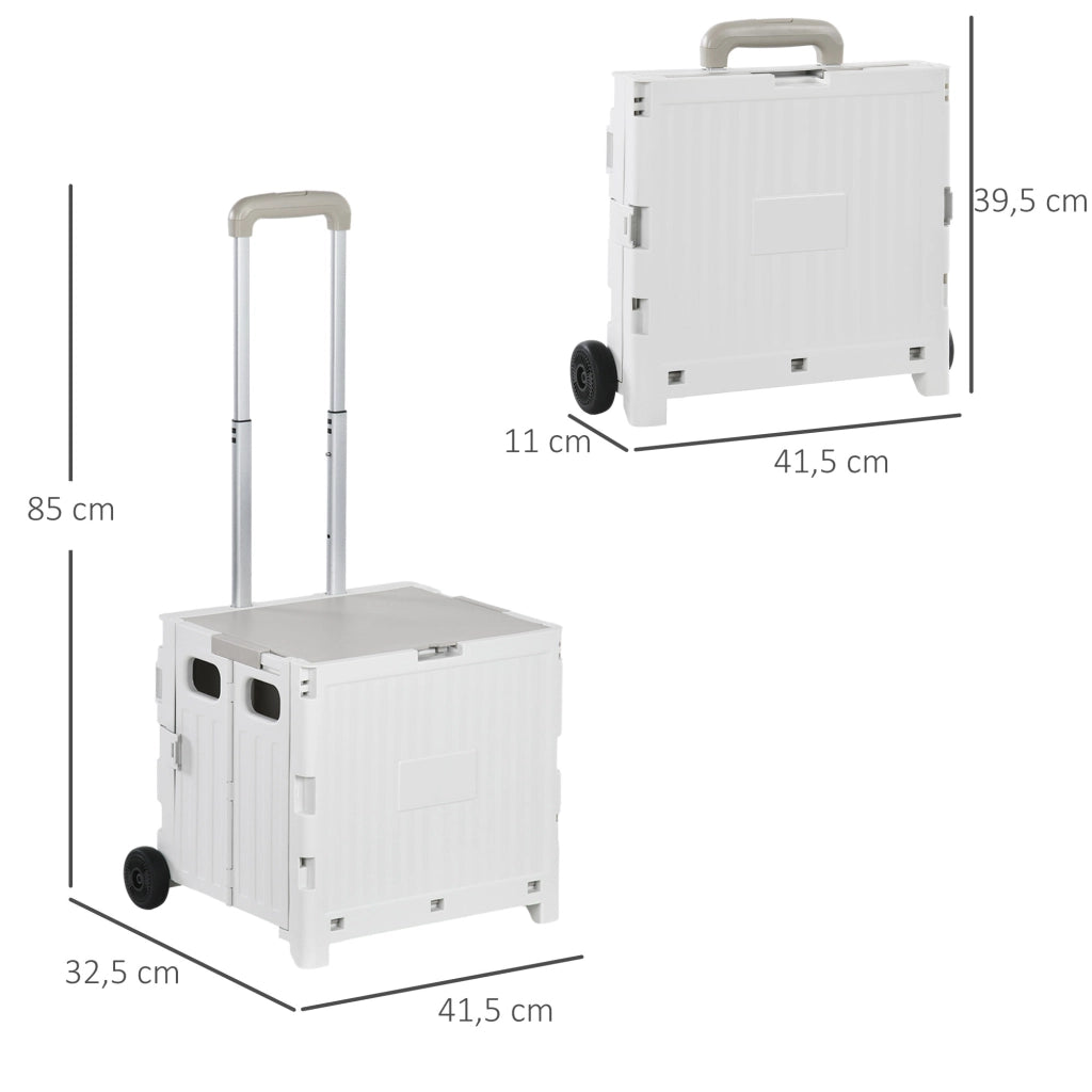 Carrello Spesa 2 Ruote ¨C Xylo ¨C Manico Regolabile 32L 41,5x32,5x85cm Bianco