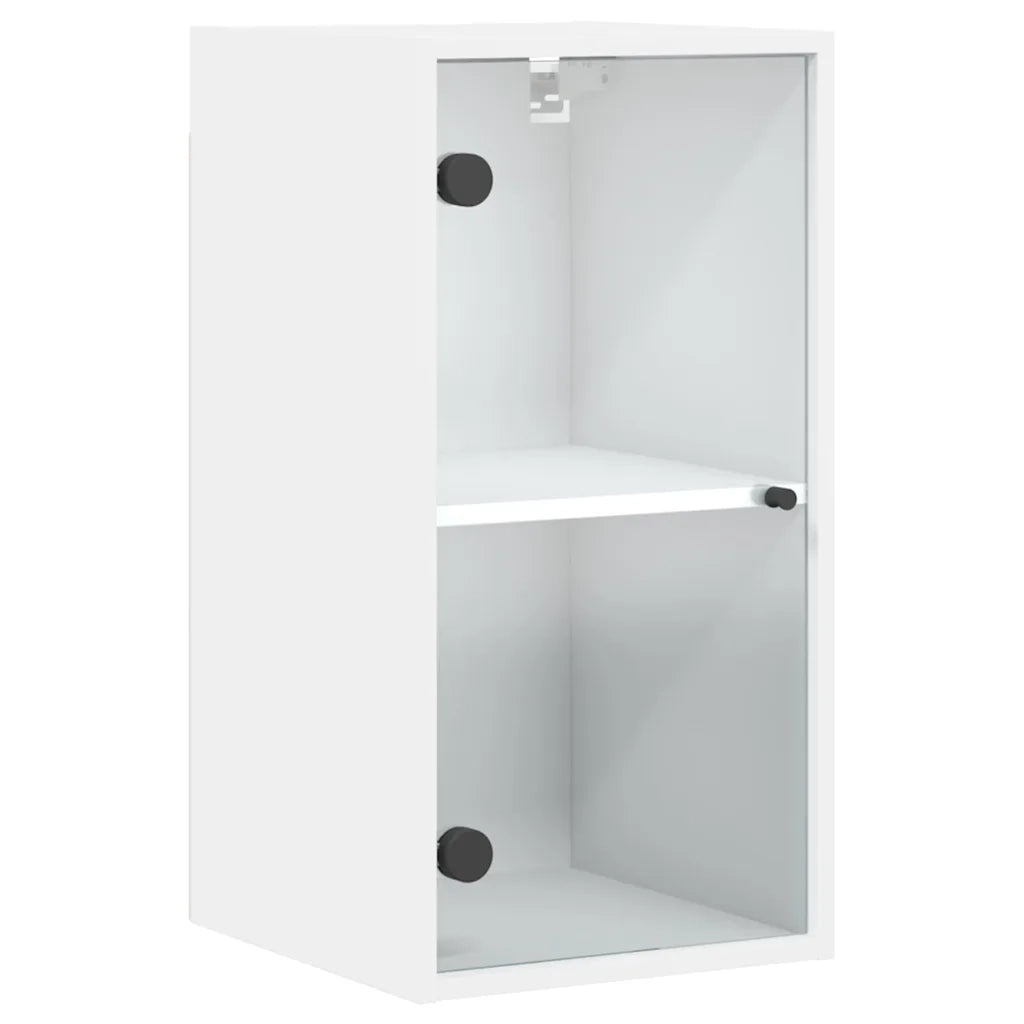 Armadietto a Muro | Mobile a Muro con Ante in Vetro Bianco 35x37x68,5 cm