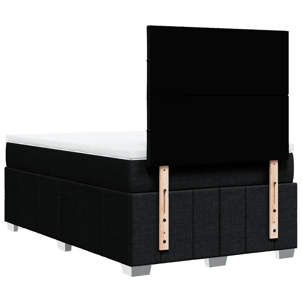 Giroletto a Molle con Materasso Nero 120x200 cm in Tessuto