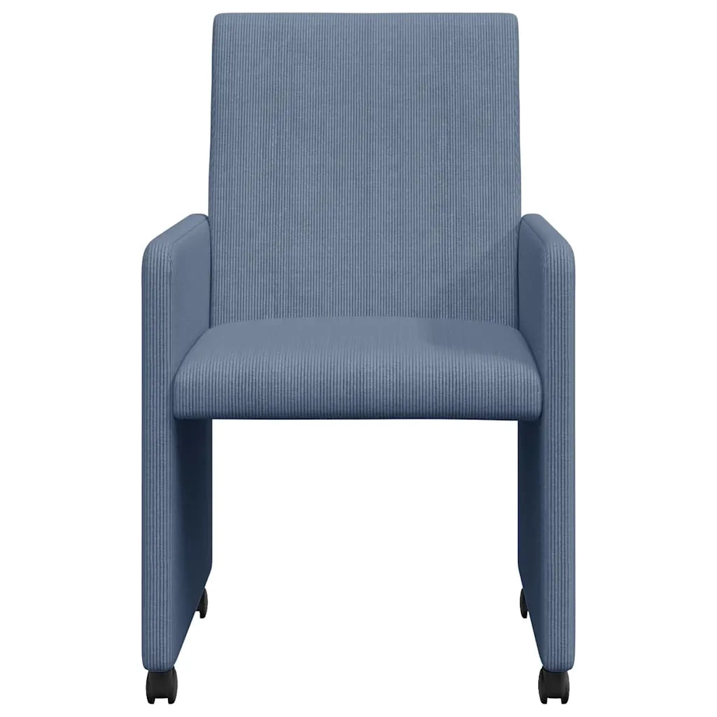 Sedie da Pranzo con Ruote con ruote 2 pcs Blu 57 x 66 x 94 cm