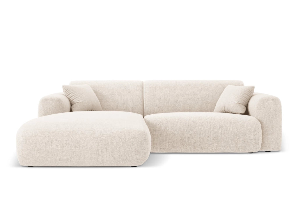 Cosmopolitan Design - Divano angolare sinistro "Nolio" 4 posti in ciniglia beige chiaro 
