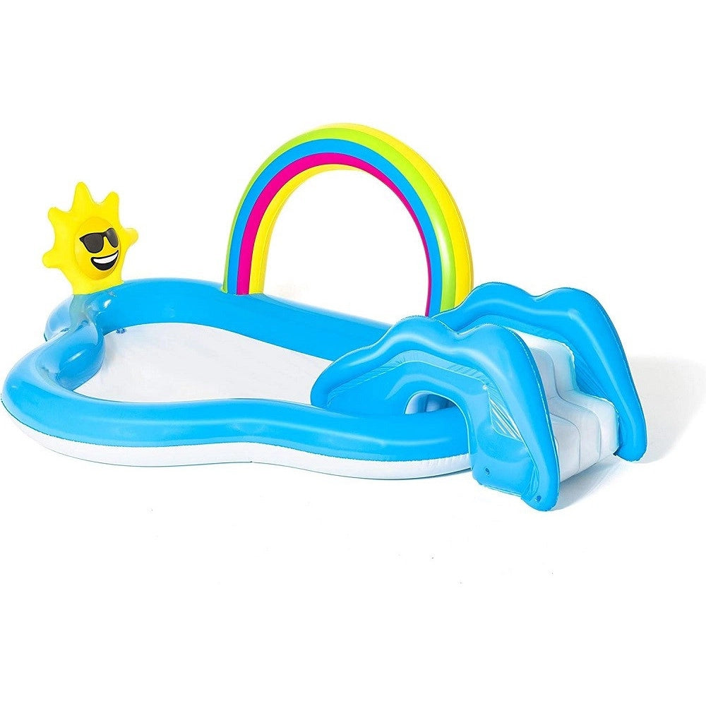 Trade Shop - Piscina Per Bambini Arcobaleno 2 Anni+ Gonfiabile 257x145x91cm Con Scivolo 53092 -