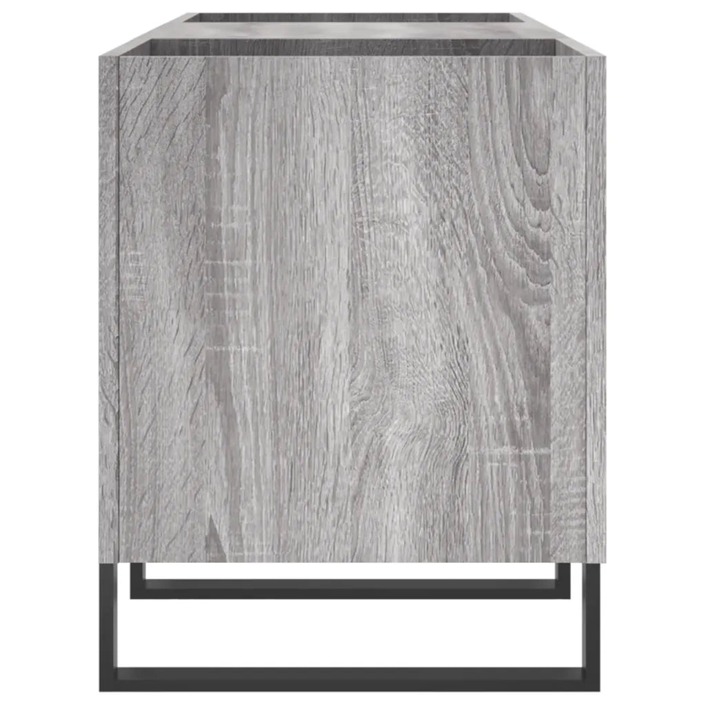 Mobile porta dischi pratico e robusto 121 x 38 x 48 cm stile industriale legno composito grigio 02_0049099