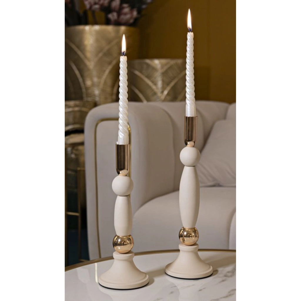 Portacandela VKH941, Beige, Acciaio, 9,5x9,5x30 cm