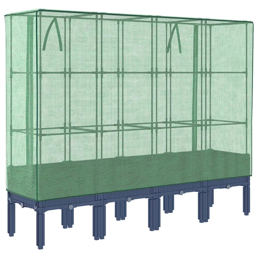 Fioriere | Cassetta per fiori | Letto Rialzato con Copertura Serra Effetto Rattan 160x40x140 cm