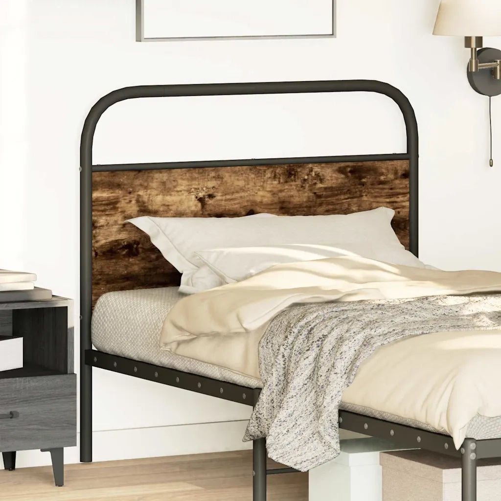 Testiera-Testata-Testiera Decorativa Rovere Fumo 90 cm in Acciaio e Legno Multistrato