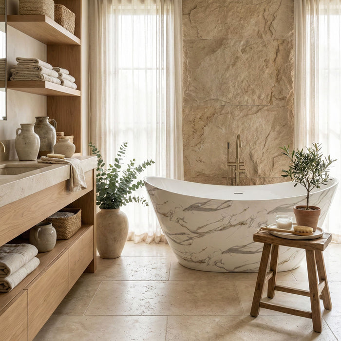 Vasca Da Bagno Freestanding In Acrilico Ferrano Slim Nature 170