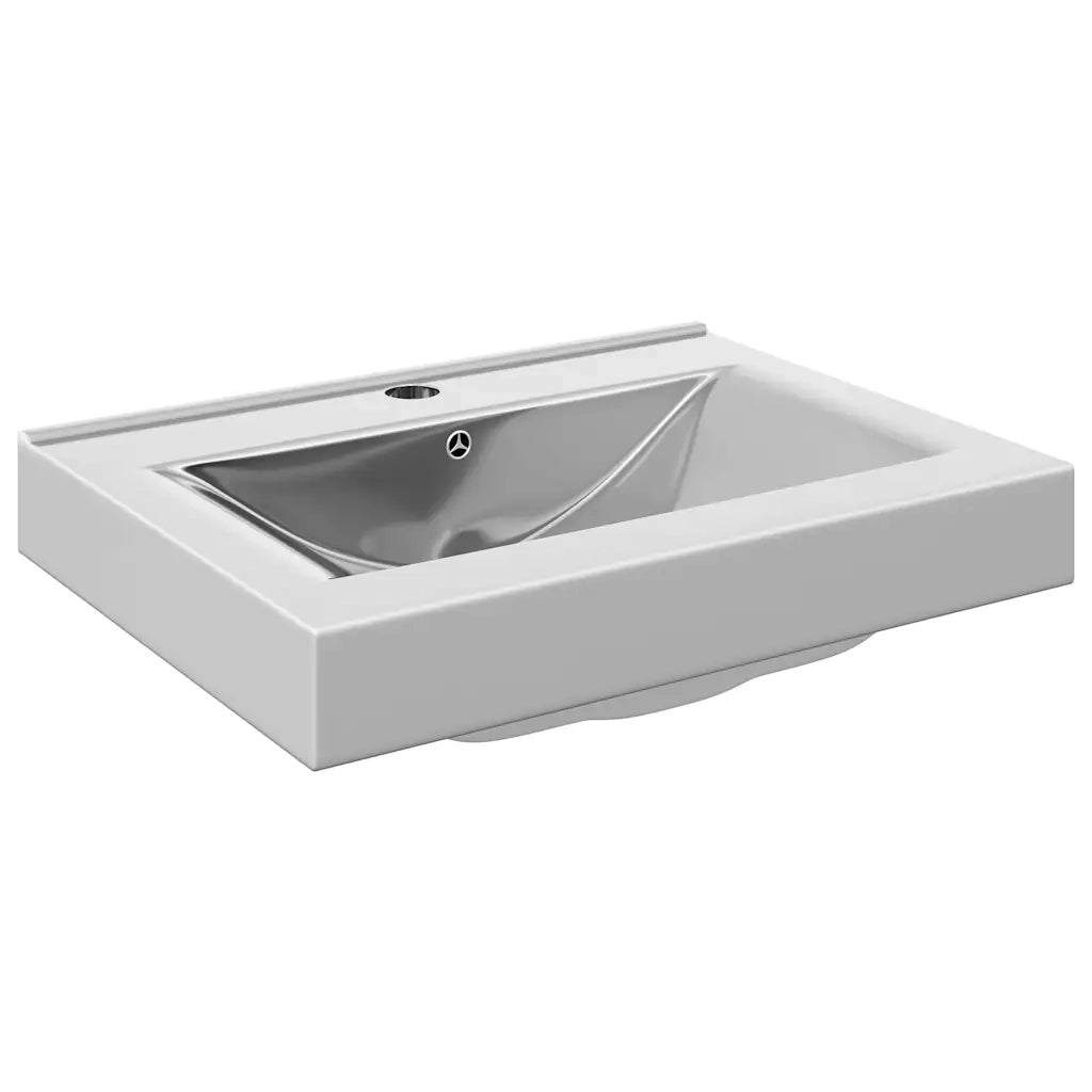 Lavandino con Troppopieno 60x46x16 cm in Ceramica Argento 143502