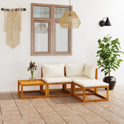 Set Divani da Giardino 4 pz con Cuscini Crema in Legno Acacia 3057632