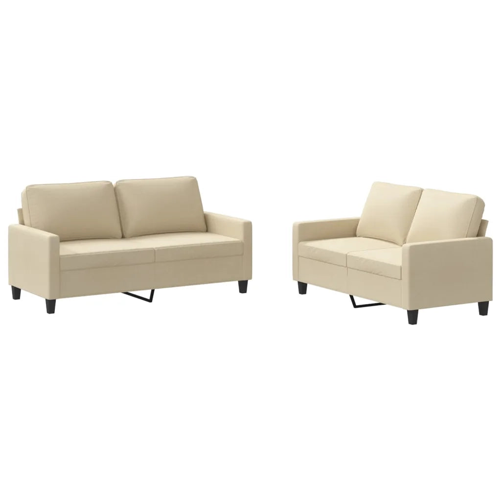 Set di Divani 2 pz con Cuscini Crema in Tessuto 3201446