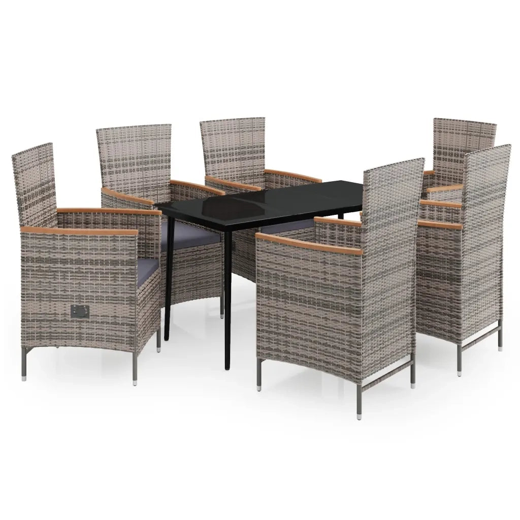Set Mobili da Pranzo per Giardino 7 pz con Cuscini Grigio cod mxl 42157