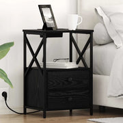 Armadio da Notte con cassetto 2 pcs Rovere Nero 40 x 31 x 60 cm 859561