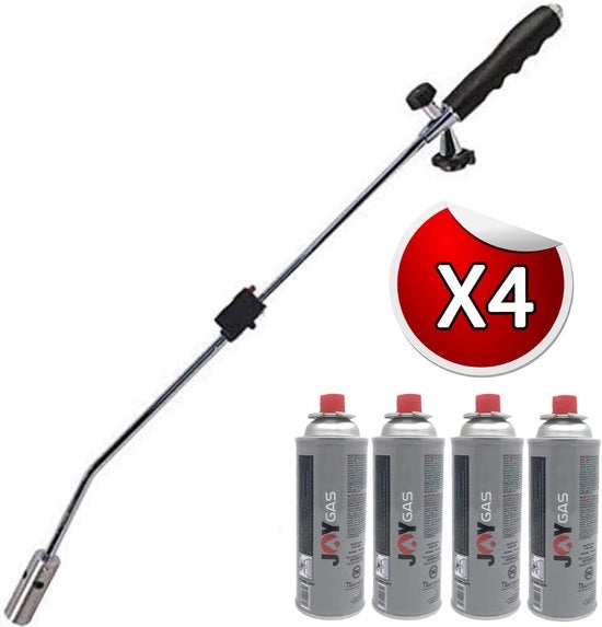 Bruciatore di erbacce a gas con 4 bottiglie di gas e bruciatore a gas