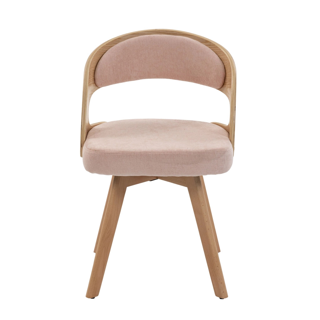 Sedia da Pranzo Girevole in Legno con Cuscino ¨C MINIMAL ¨C Schienale Curvo, Tessuto Cotone Lino