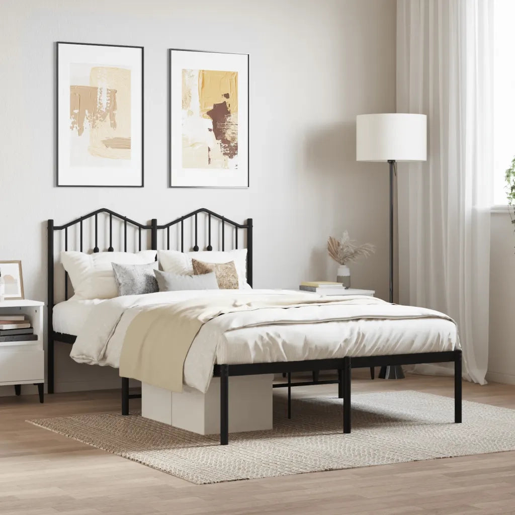 Letto matrimoniale | Letto per adulti | Giroletto con Testiera in Metallo Nero 120x190 cm