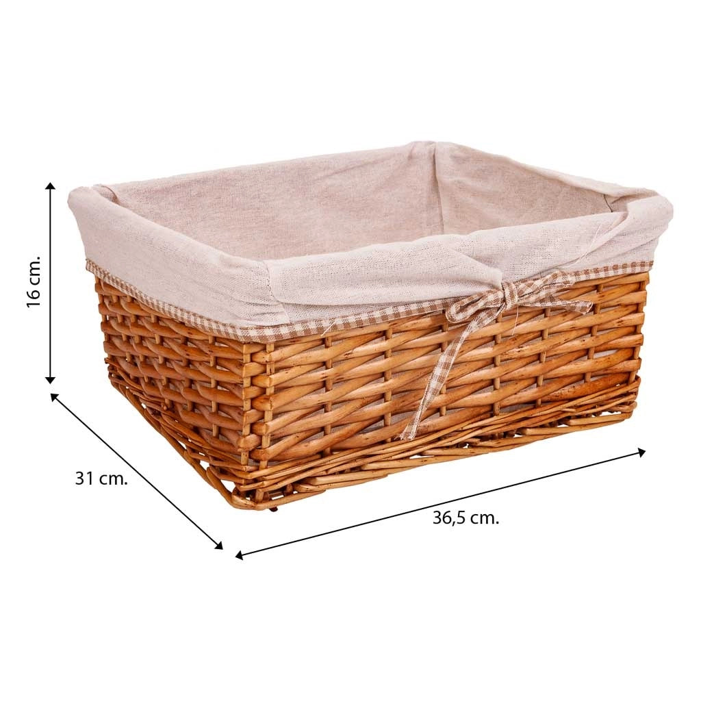 Set di 3 cestini in vimini foderati marroni