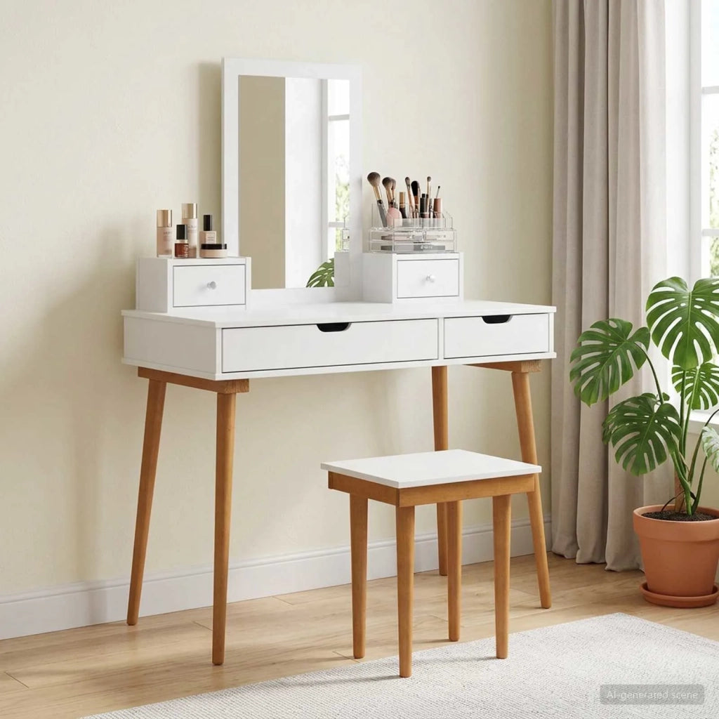 Set Tavolo da Trucco FAUSKE 5 pcs Bianco 100 x 50 x 143 cm 3438595